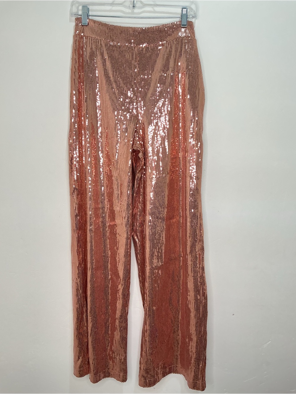 Culpos x INC Rose Gold Sequin Flare Pants NWT Glam Disco Party S